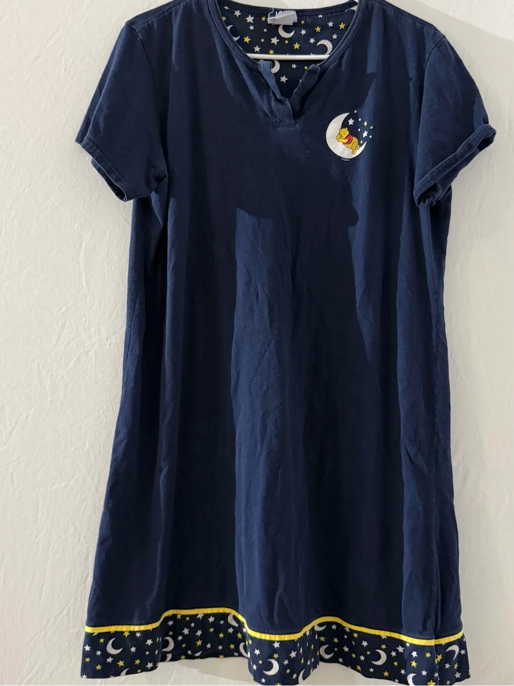 Vintage Disney Winnie The Pooh Size L/XL Sleep Nightgown Stars & Moon Y2K Cozy - Picture 1 of 9